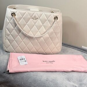 Kate Spade Carey Large Continental Quilted Leather Tote - Parchment